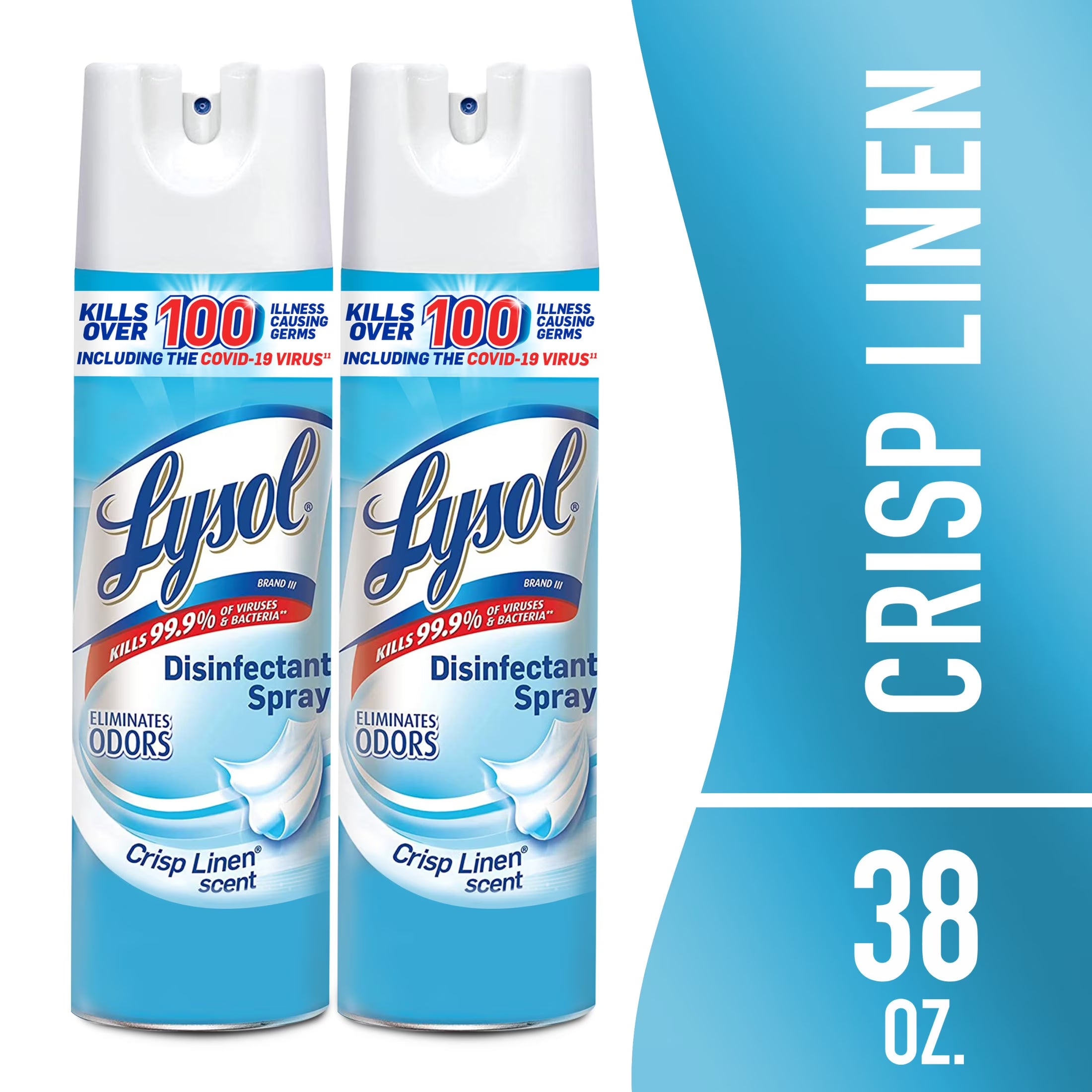 Disinfectant Spray, Sanitizing and Antibacterial Spray, Crisp Linen Scent, 19 Fl Oz, 3 Pack