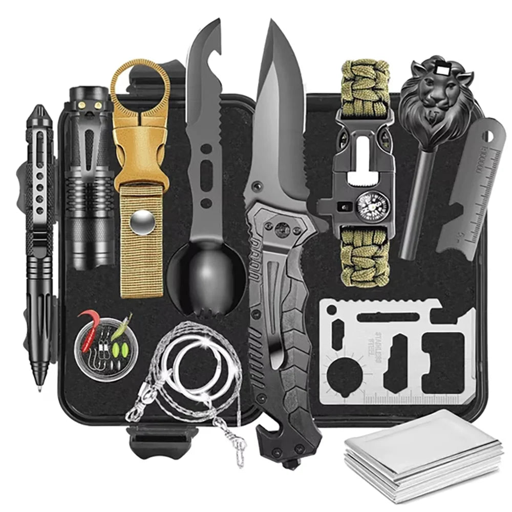 14-In-1 Emergency Survival Kits ,Survival Gear Camping Essentials Cool Gadgets for Camping Hiking Wilderness Adventures and Disaster Preparednes