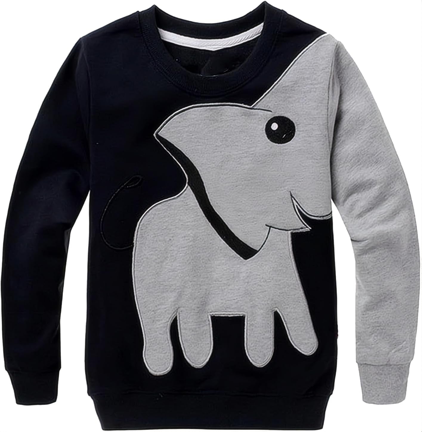 Boys' Cotton Pullover Hoodie with Cute Elephant Design - Long Sleeve Sweatshirt for Toddlers