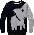 Boys' Cotton Pullover Hoodie with Cute Elephant Design - Long Sleeve Sweatshirt for Toddlers