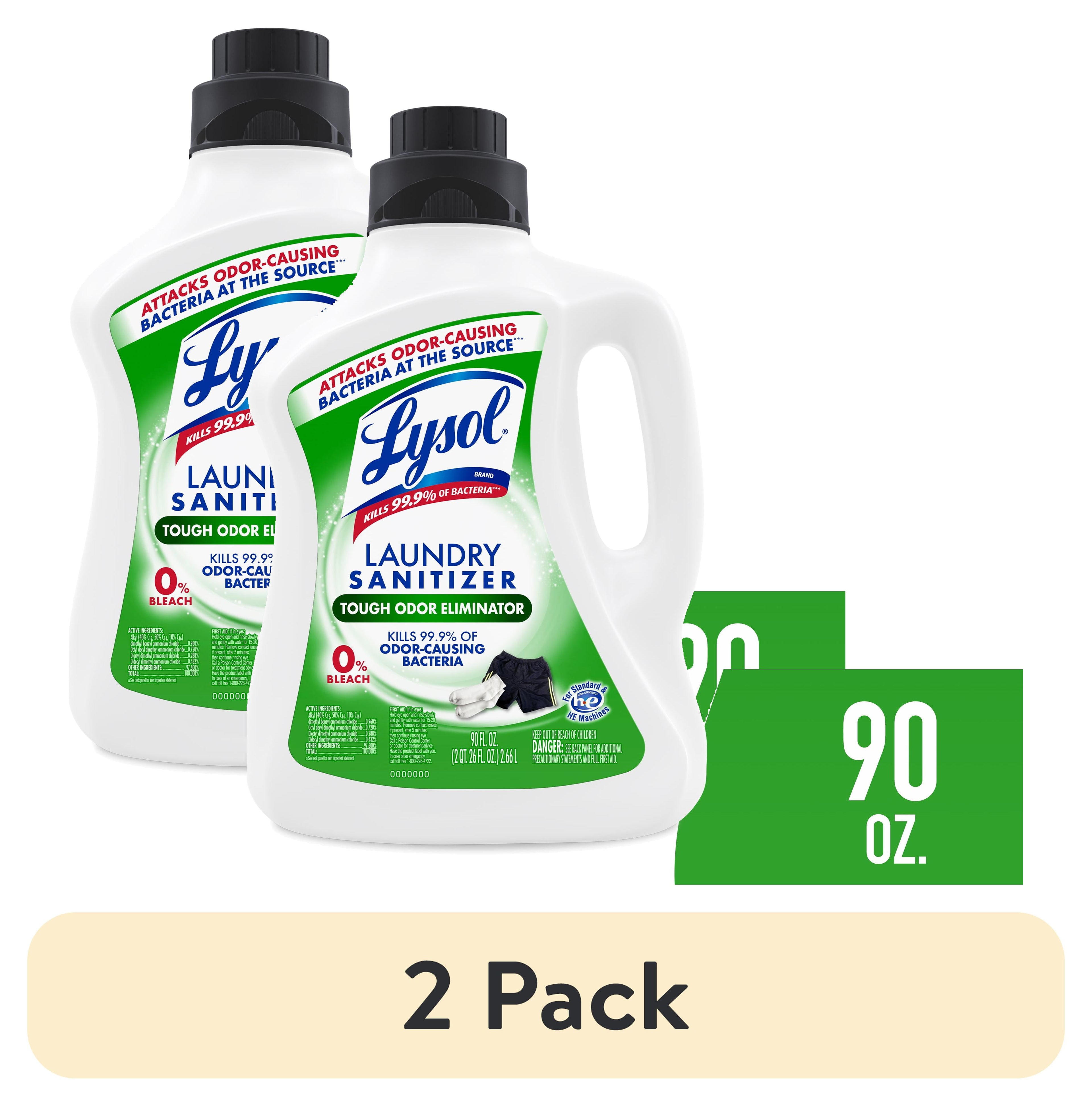 (2 Pack)  Tough Odor Eliminator Laundry Sanitizer Additive, Sanitizing Liquid for Gym Clothes and Activewear, 90 Oz