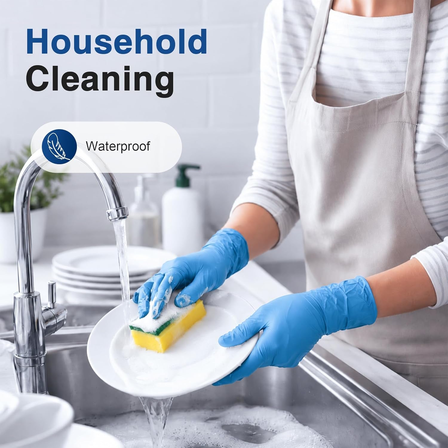 Vinyl Synthetic Exam Gloves, 4 Mil, Latex Free Disposable Gloves for Medical, Cooking, Cleaning, and Food Prep