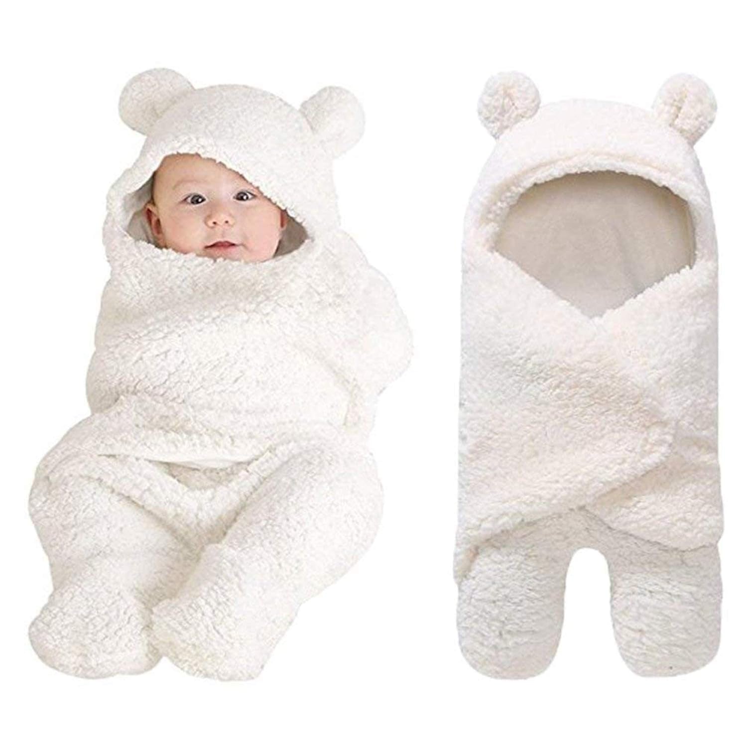 Cute Newborn Baby Boys Girls Blankets Plush Swaddle Blankets Brown