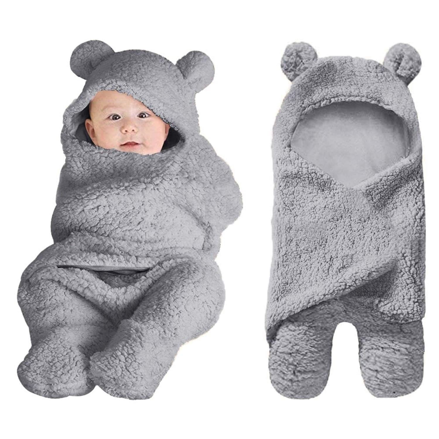 Cute Newborn Baby Boys Girls Blankets Plush Swaddle Blankets Brown