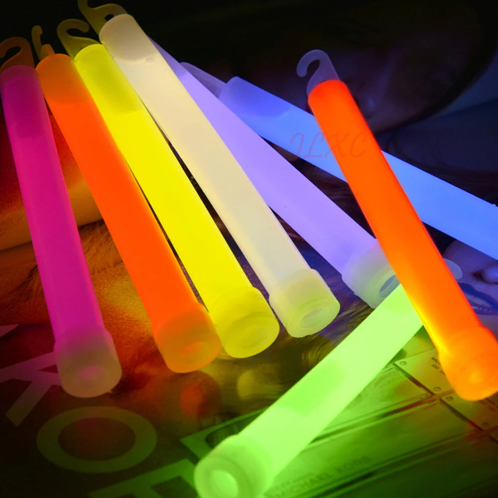 6Inch 10 Pcs Glow Stick 24-Hour Chemical Fluorescent Colorful Light Camping Decoration Party Club Emergency Survival Tools