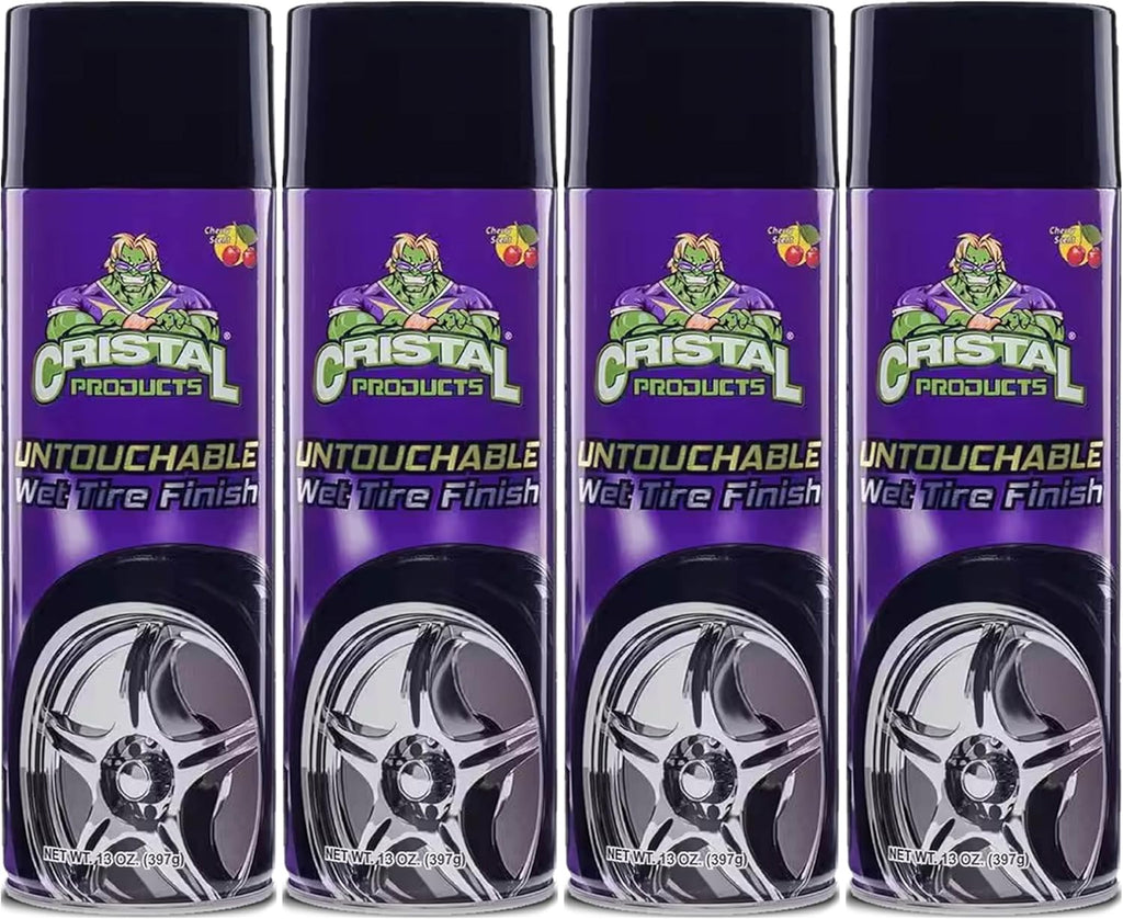 Untouchable Tireshine Spray Spray 4PK – Long-Lasting Wet Tire Finish for Deep Gloss & Protection – Waterproof, No-Sling Formula, Easy Application Tire Shine & Cleaner (52 Oz Total)