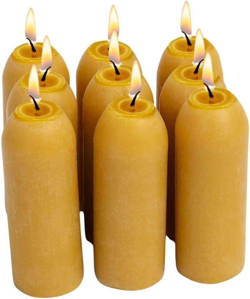 12-Hour Natural Beeswax Long-Burning Candles for  Candle Lanterns and Emergency Preparedness, Made in USA