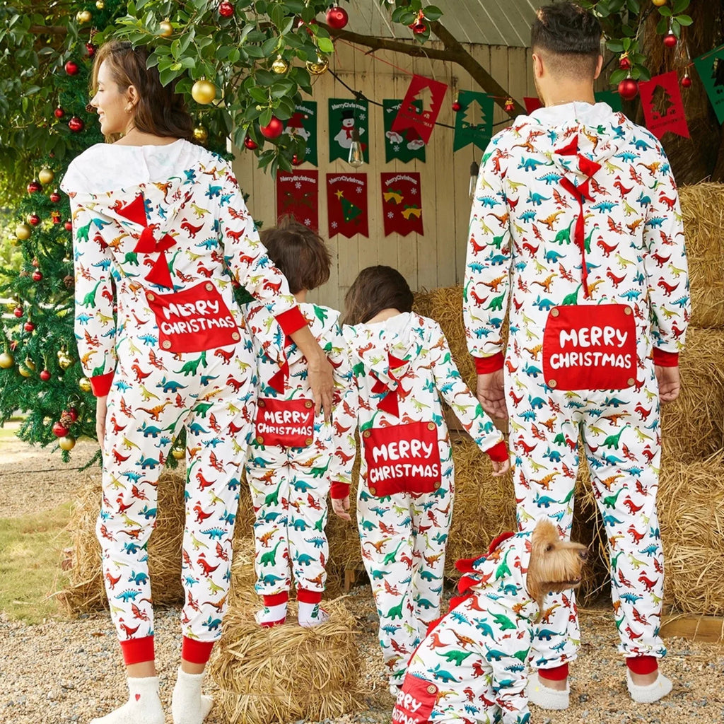 Christmas Matching Family Pajamas Dog Pajamas One Piece Long Sleeve Pjs for Baby Kids Adult Pet Clothes