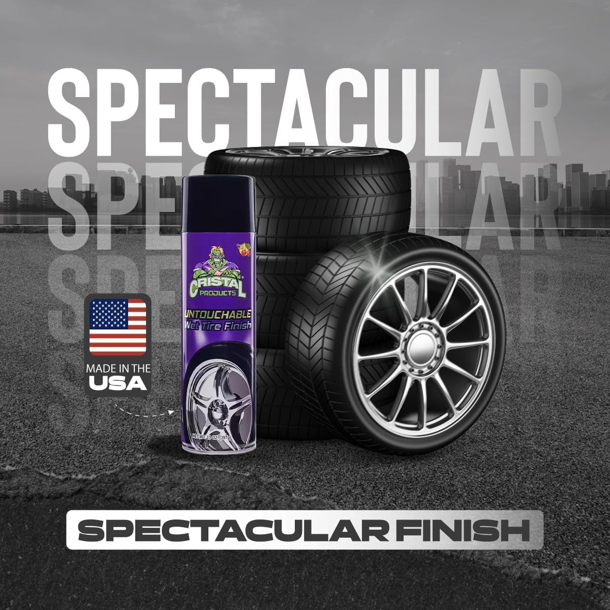 Untouchable Tireshine Spray Spray 4PK – Long-Lasting Wet Tire Finish for Deep Gloss & Protection – Waterproof, No-Sling Formula, Easy Application Tire Shine & Cleaner (52 Oz Total)