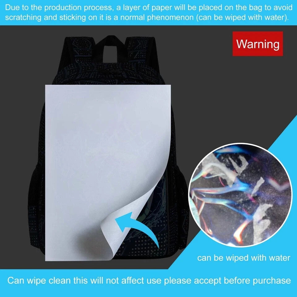 3PCS Backpack for Boys 16 Inch Kids Blue Fire Dragon Preschool Backpacks ...