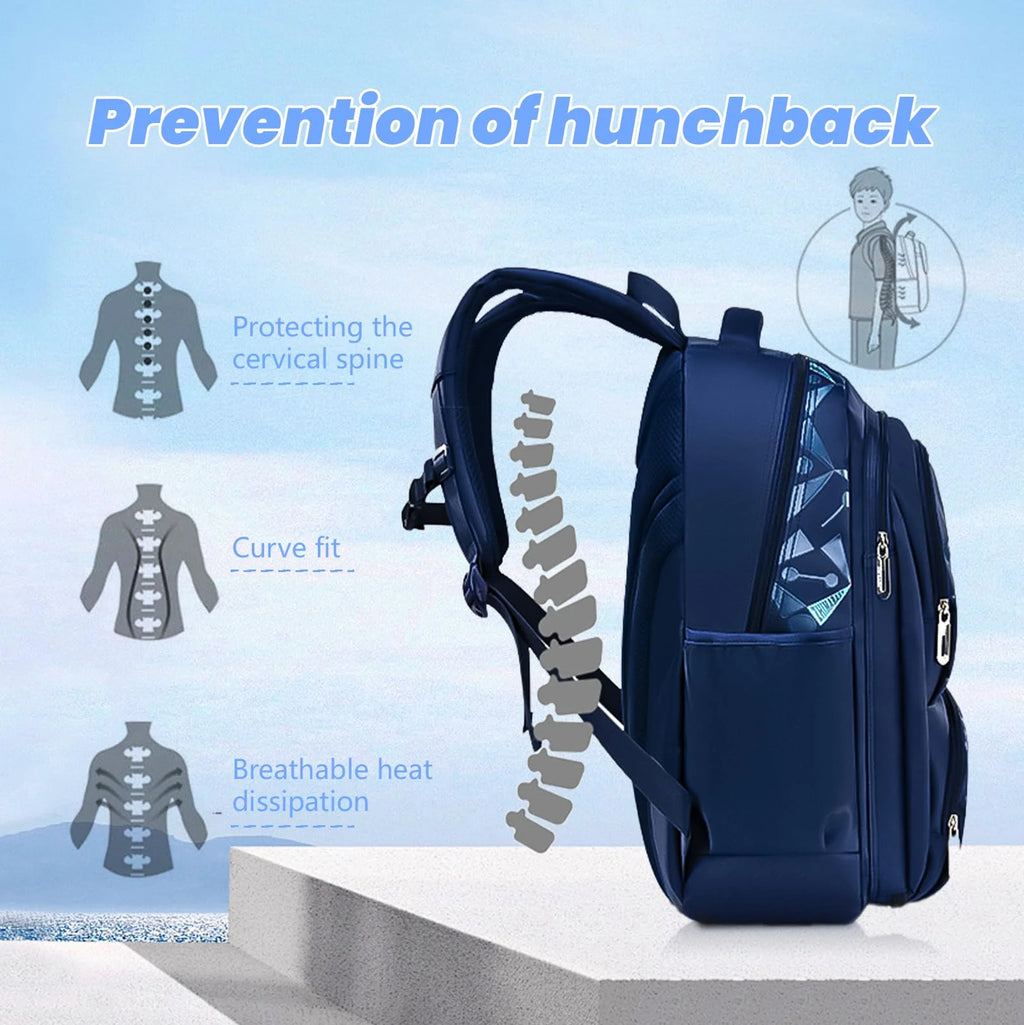 Boys School Backpacks for Kids, Fashion Bookbags for Teens, Lightweight Shoulder School Bags, Blue