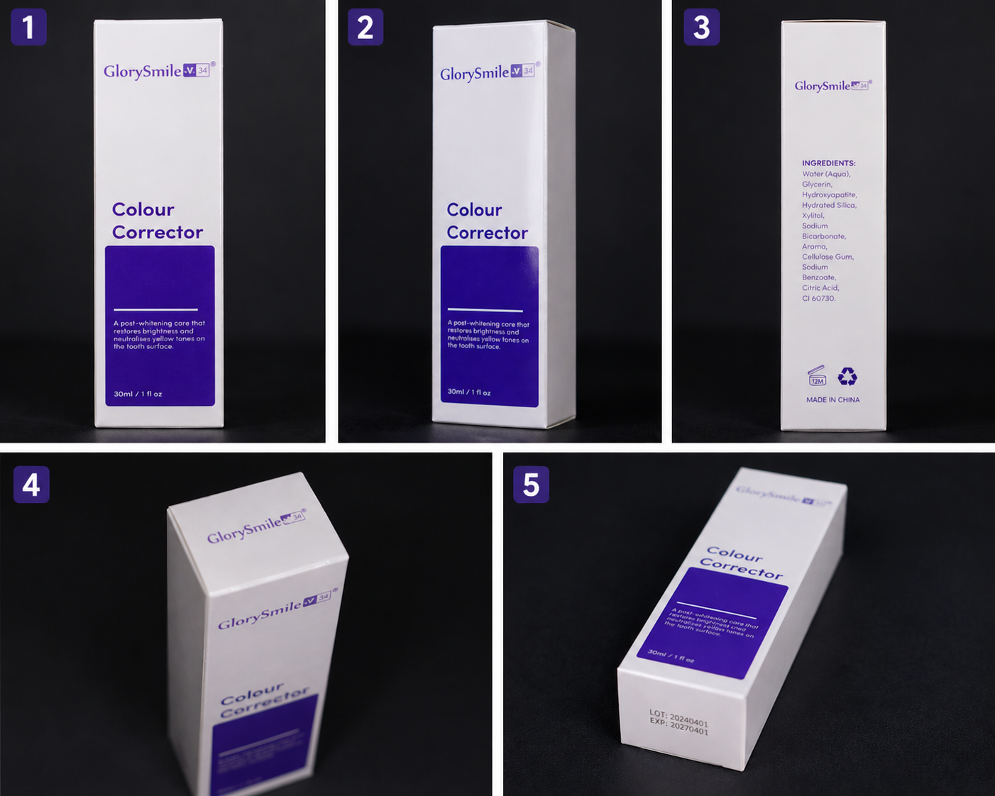 GlorySmile Purple Toothpaste – Instant Brightening Color Corrector (30ml)