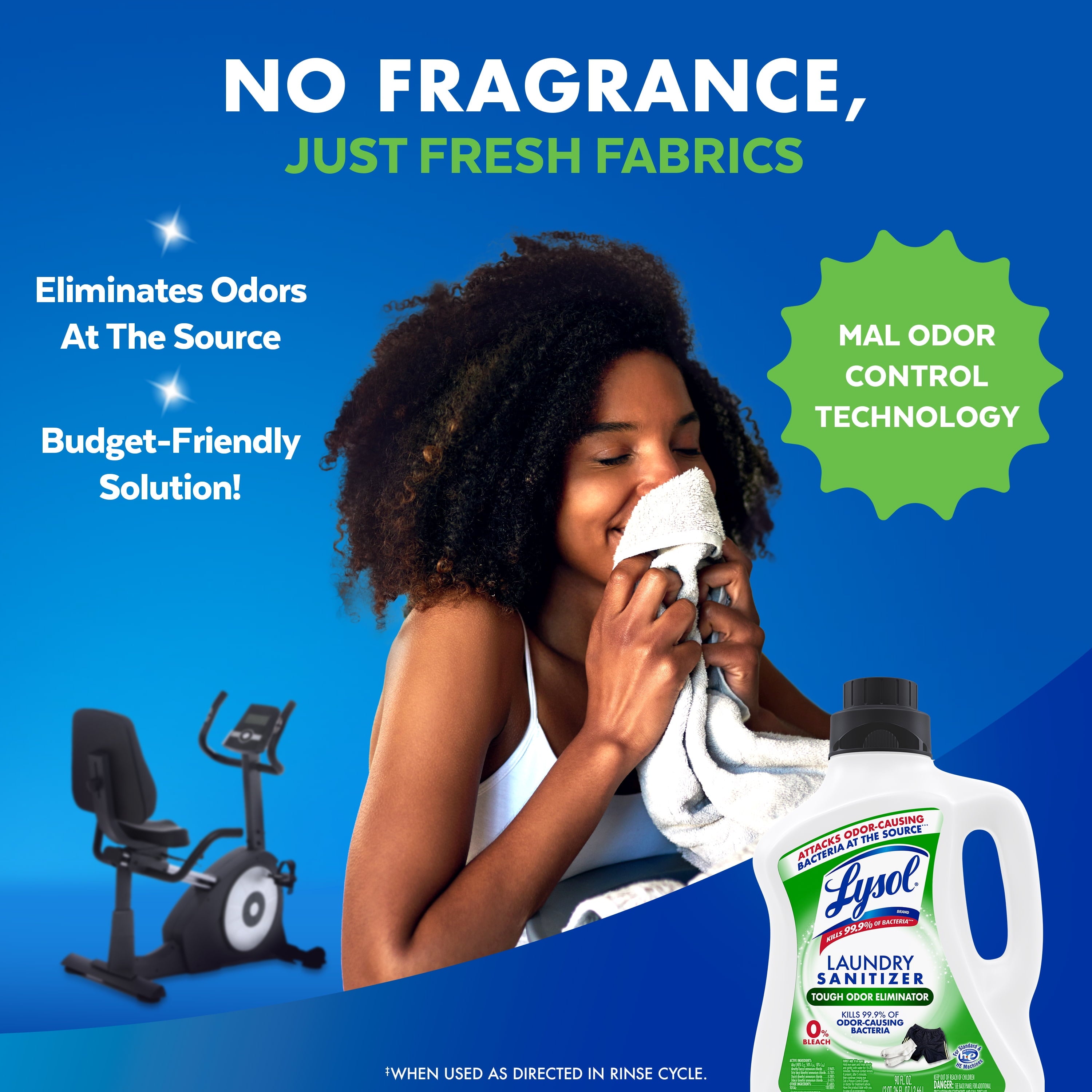 (2 Pack)  Tough Odor Eliminator Laundry Sanitizer Additive, Sanitizing Liquid for Gym Clothes and Activewear, 90 Oz