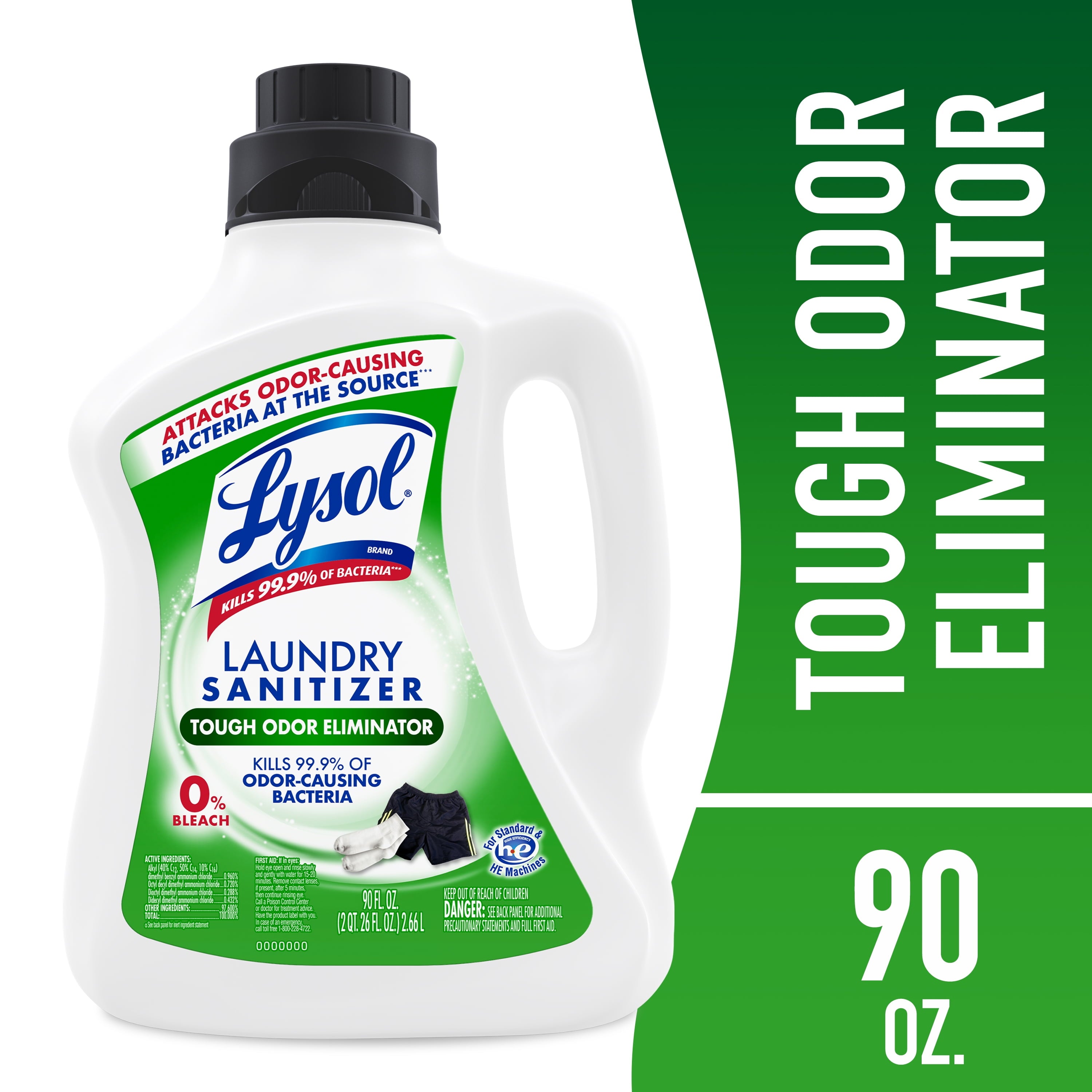 (2 Pack)  Tough Odor Eliminator Laundry Sanitizer Additive, Sanitizing Liquid for Gym Clothes and Activewear, 90 Oz
