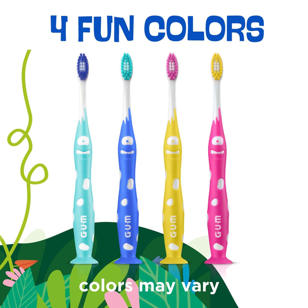 Monsterz Jr Kids Toothbrush, Soft Bristles with Suction Cup Base, Ages 5+, 1 Count (Pack of 6)