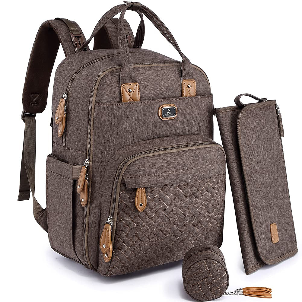 Diaper Bag Backpack with Portable Changing Pad, Pacifier Case and Stroller Straps, Large Unisex Baby Bags for Boys Girls, Multipurpose Travel Back Pack for Moms Dads, Army Green