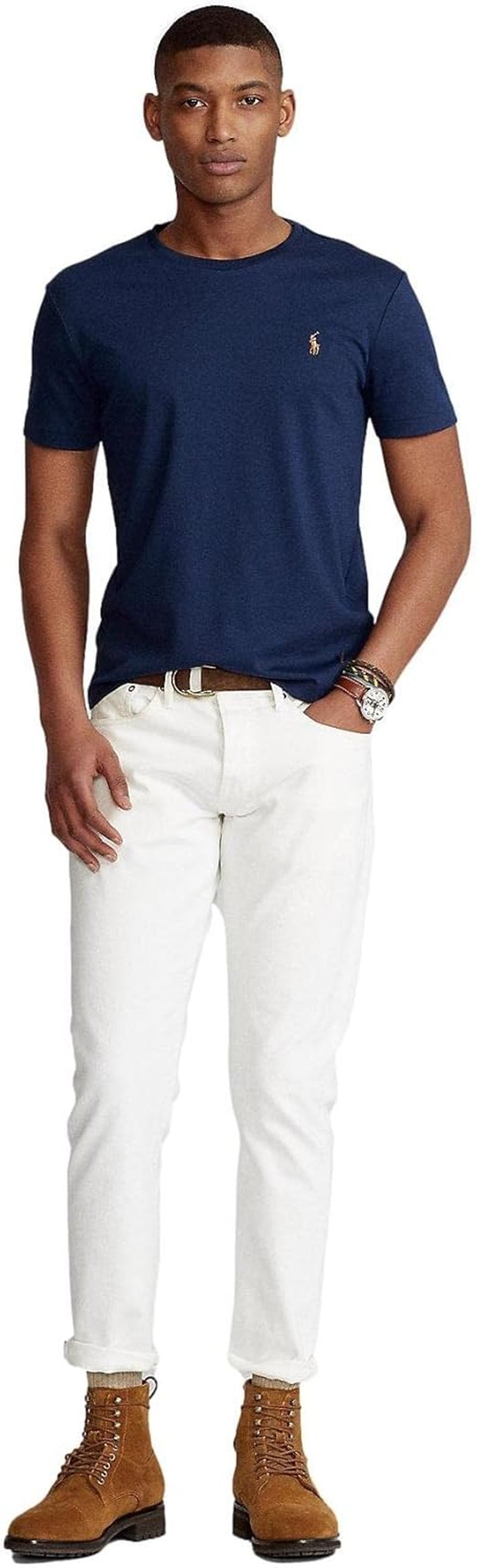 Polo Ralph Lauren Mens Crew Neck T-Shirt (M, Navysigpony)