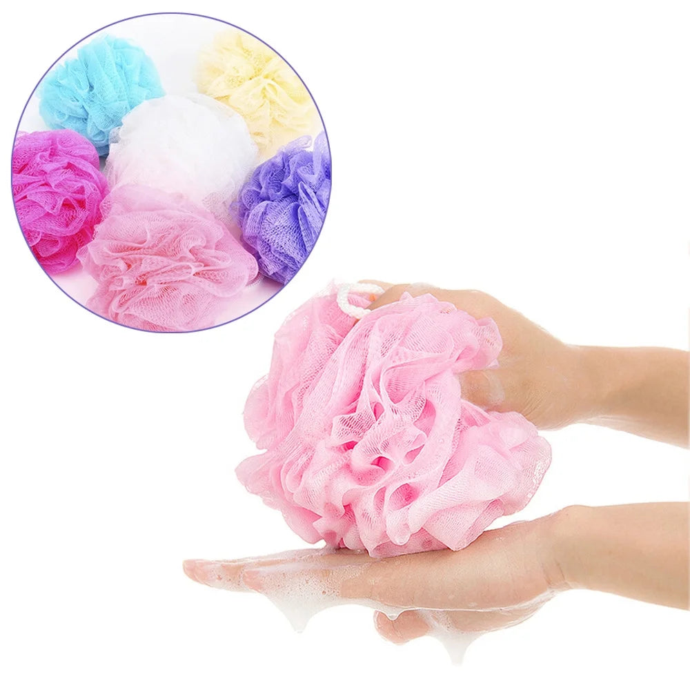 5PCS Bath Shower Body Exfoliate Puff Bath Shower Sponge Loofahs Mesh Pouf Shower Ball, Nature Bamboo Charcoal Full Cleanse