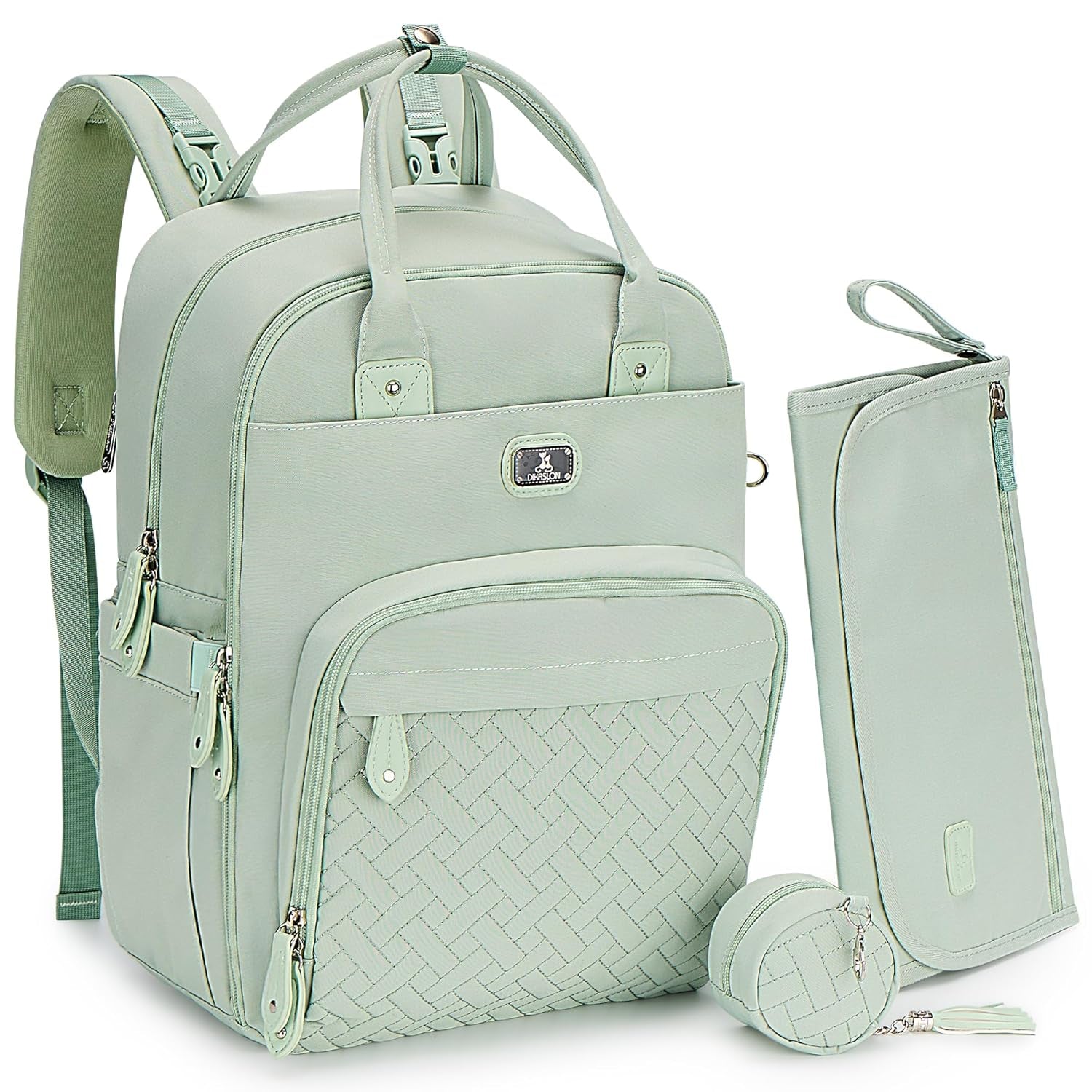 Diaper Bag Backpack with Portable Changing Pad, Pacifier Case and Stroller Straps, Large Unisex Baby Bags for Boys Girls, Multipurpose Travel Back Pack for Moms Dads, Army Green
