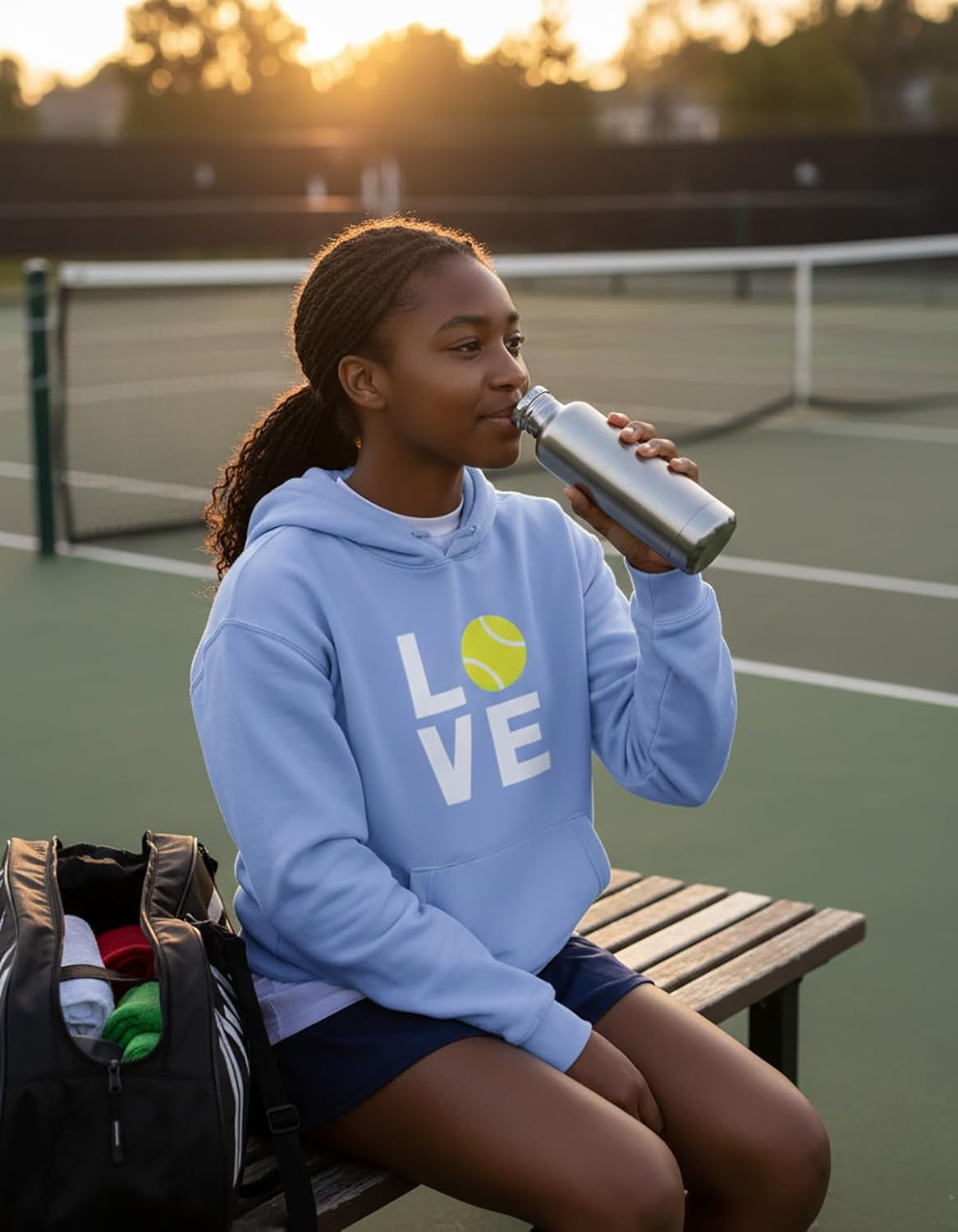 Love Tennis Hoodie Tennis Gift Idea for Players Coaches & Fans Sporty Hoodies for Women & Teen Girls