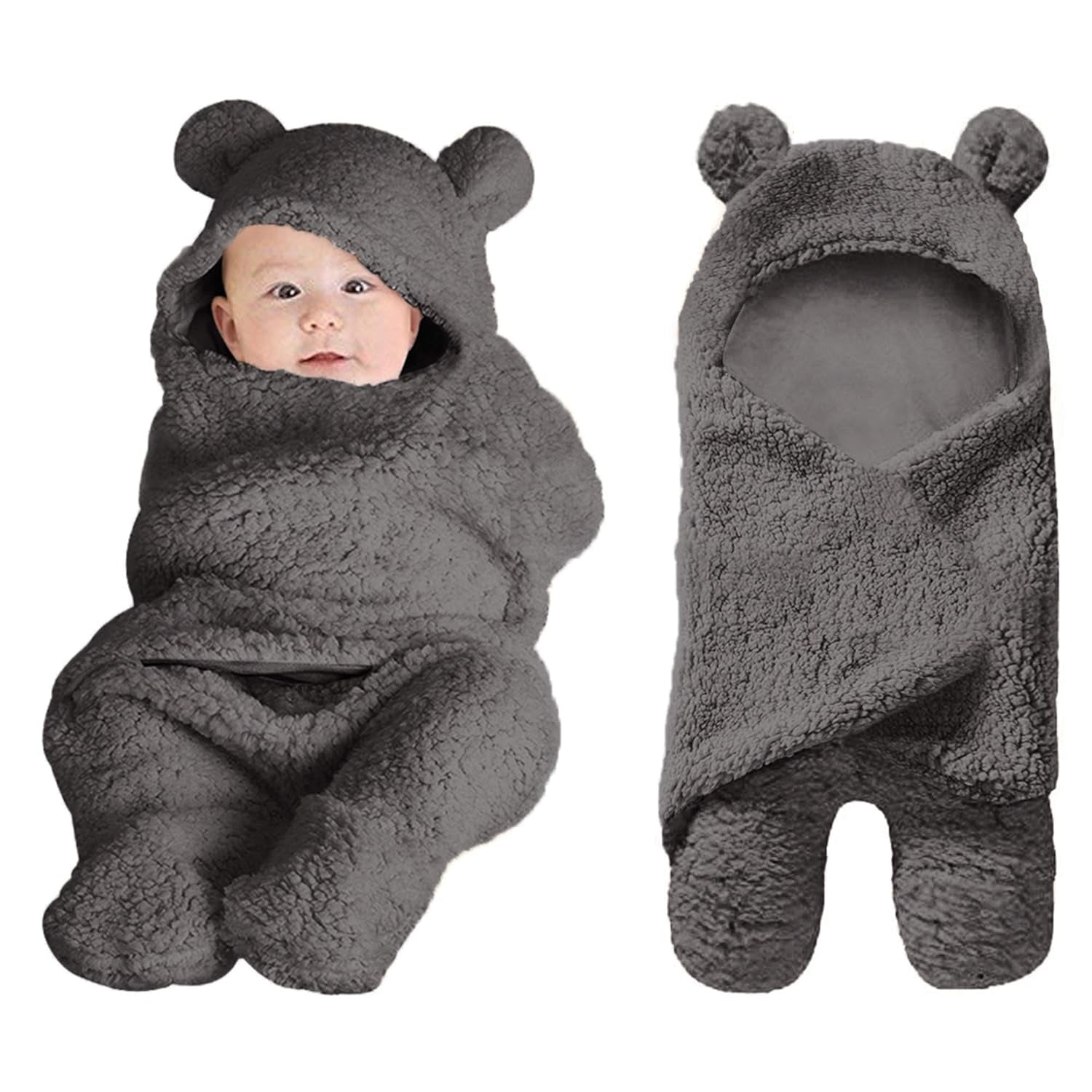 Cute Newborn Baby Boys Girls Blankets Plush Swaddle Blankets Brown
