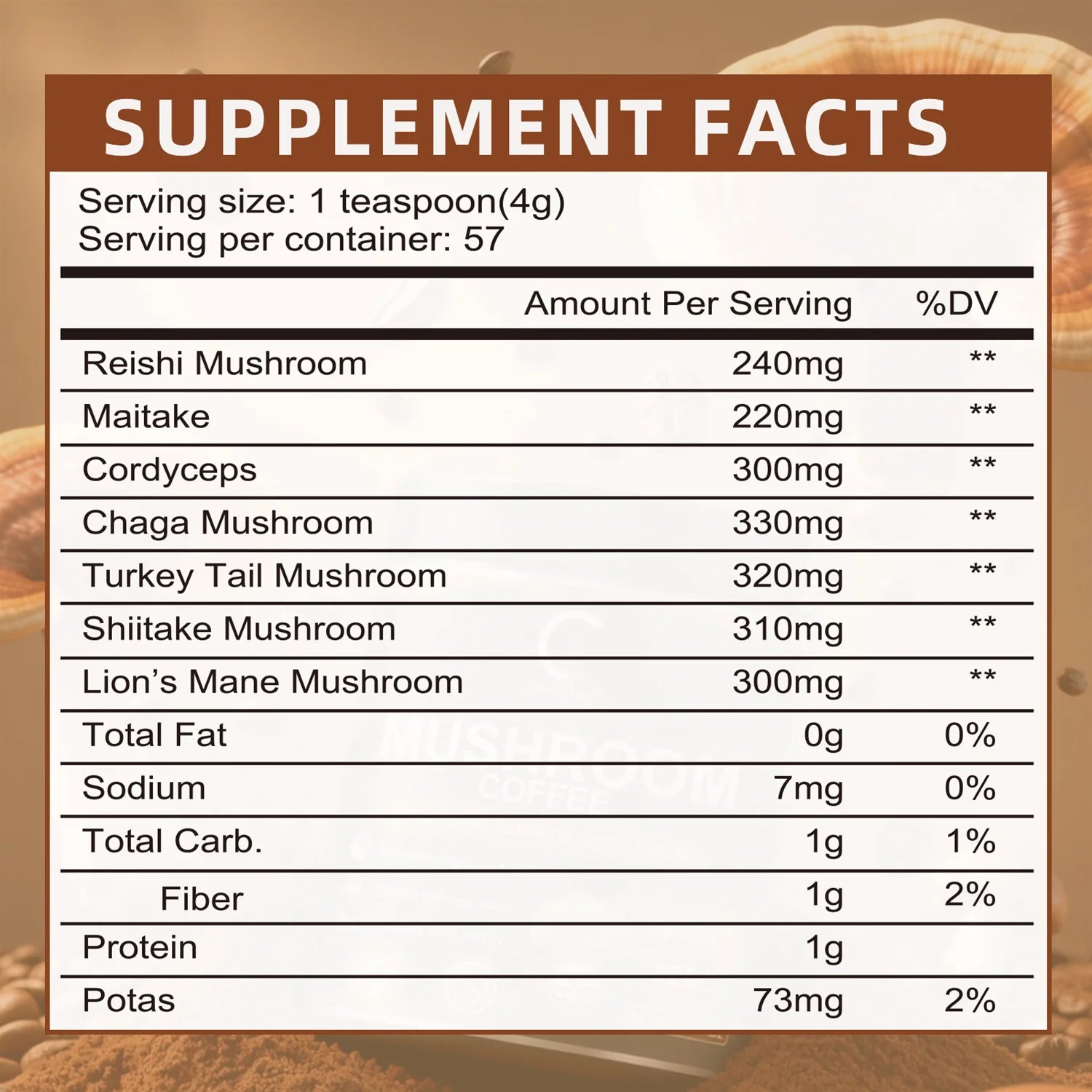 Instant Mushroom Coffee, Greenpeople Organic Mushroom Coffee Powder Supplements with Lion'S Mane, Reishi, Chaga, Cordyceps, for Better Focus and Immune Support, 7.97Oz